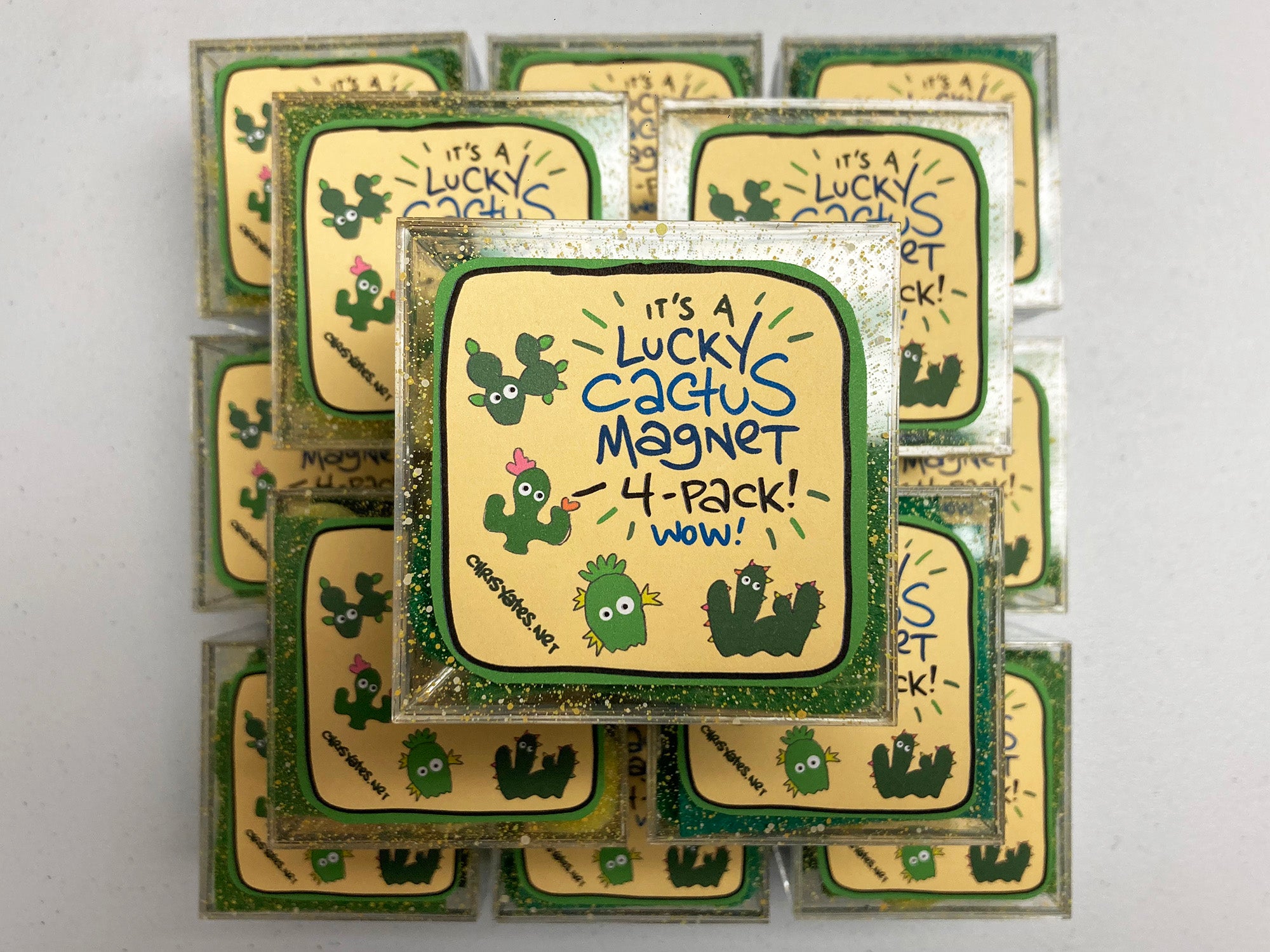 Lucky Cactus Magnet 4-Pack